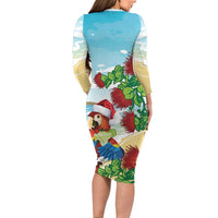 Have A Very Beach Christmas Family Matching Long Sleeve Bodycon Dress and Hawaiian Shirt Parrot By Lehua Flower LT7 - Polynesian Pride