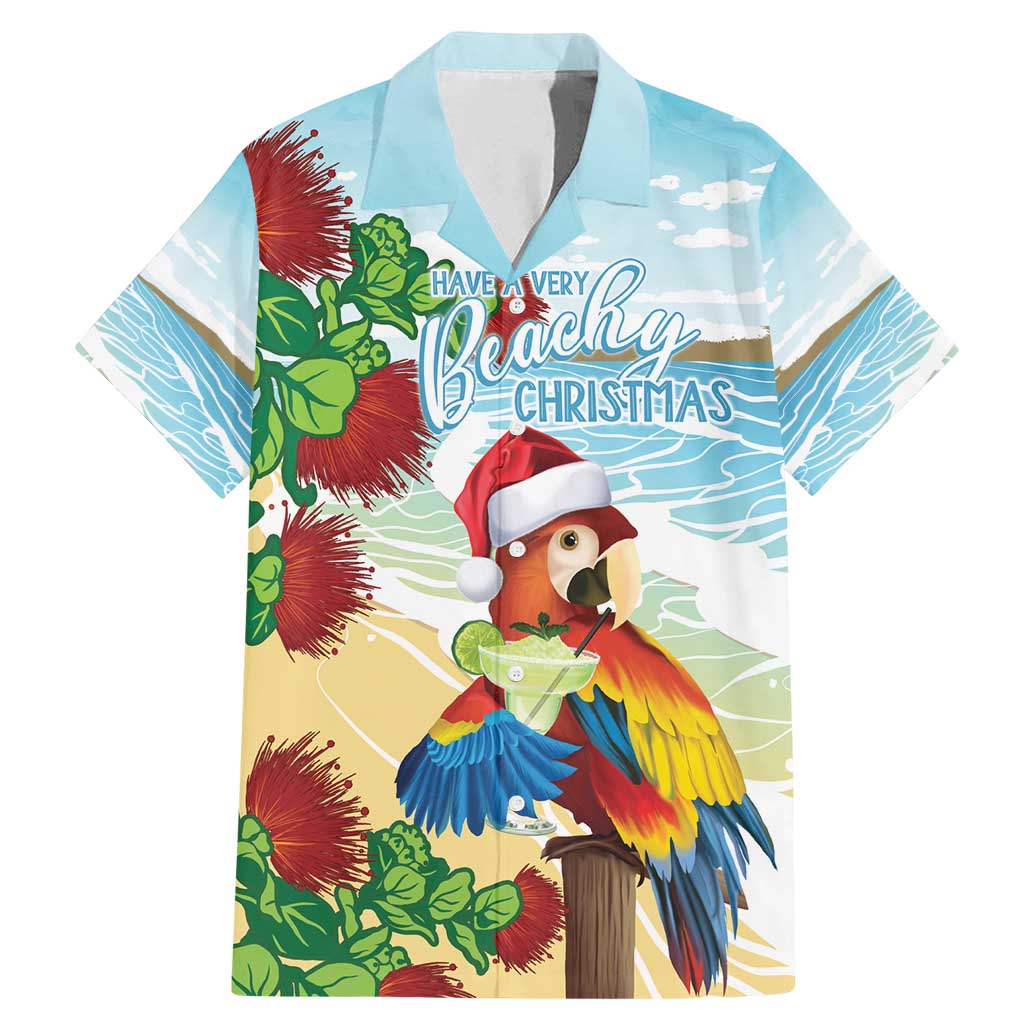 Have A Very Beach Christmas Family Matching Mermaid Dress and Hawaiian Shirt Parrot By Lehua Flower LT7 Dad's Shirt - Short Sleeve Art - Polynesian Pride