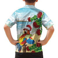 Have A Very Beach Christmas Family Matching Off The Shoulder Long Sleeve Dress and Hawaiian Shirt Parrot By Lehua Flower LT7 - Polynesian Pride