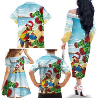 Have A Very Beach Christmas Family Matching Off The Shoulder Long Sleeve Dress and Hawaiian Shirt Parrot By Lehua Flower LT7 - Polynesian Pride