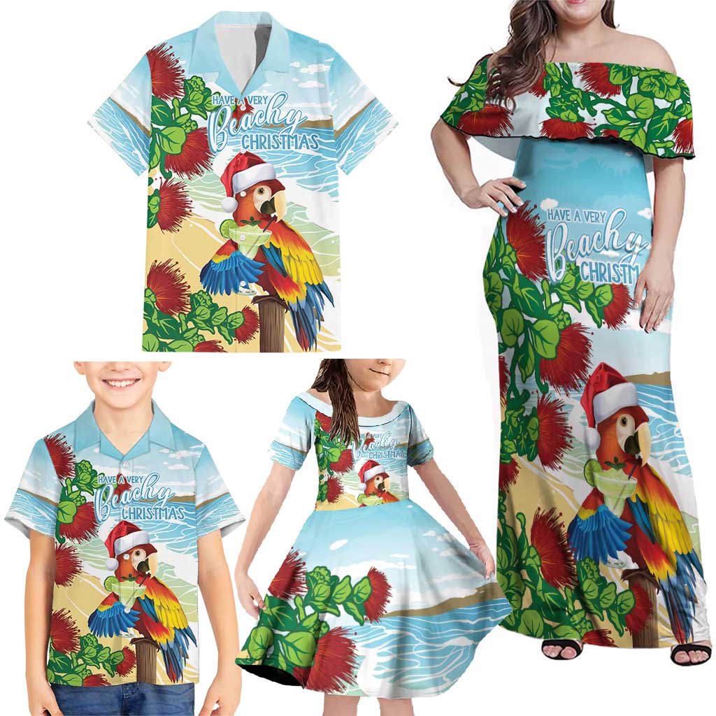 Have A Very Beach Christmas Family Matching Off Shoulder Maxi Dress and Hawaiian Shirt Parrot By Lehua Flower LT7 - Polynesian Pride
