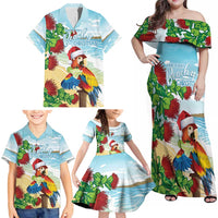 Have A Very Beach Christmas Family Matching Off Shoulder Maxi Dress and Hawaiian Shirt Parrot By Lehua Flower LT7 - Polynesian Pride
