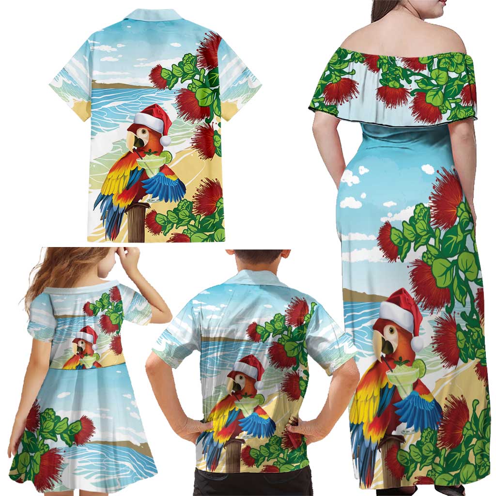 Have A Very Beach Christmas Family Matching Off Shoulder Maxi Dress and Hawaiian Shirt Parrot By Lehua Flower LT7 - Polynesian Pride