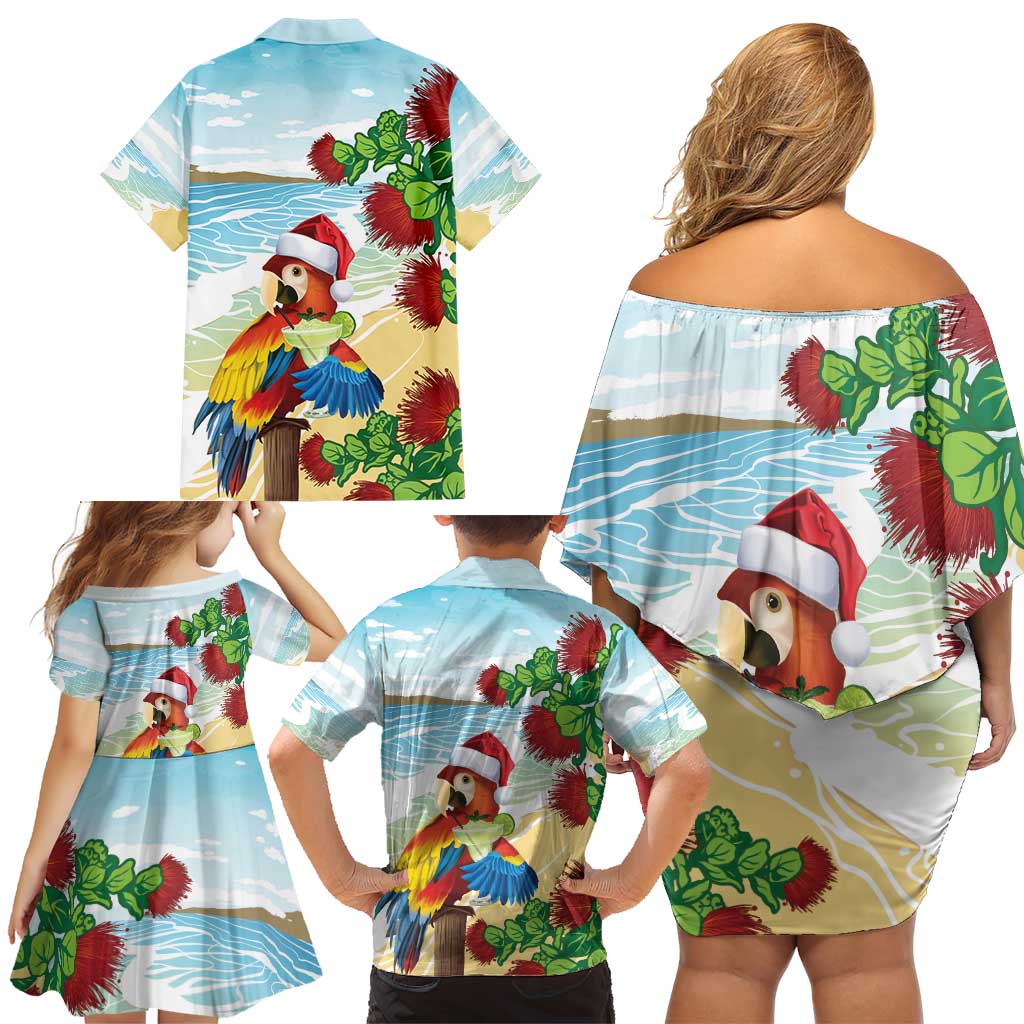 Have A Very Beach Christmas Family Matching Off Shoulder Short Dress and Hawaiian Shirt Parrot By Lehua Flower LT7 - Polynesian Pride