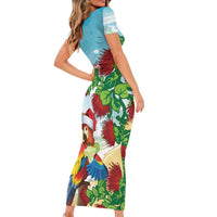 Have A Very Beach Christmas Family Matching Short Sleeve Bodycon Dress and Hawaiian Shirt Parrot By Lehua Flower LT7 - Polynesian Pride
