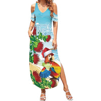 Have A Very Beach Christmas Family Matching Summer Maxi Dress and Hawaiian Shirt Parrot By Lehua Flower LT7 Mom's Dress Art - Polynesian Pride