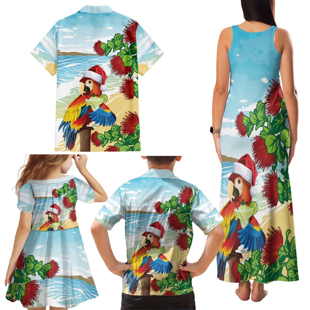 Have A Very Beach Christmas Family Matching Tank Maxi Dress and Hawaiian Shirt Parrot By Lehua Flower LT7 - Polynesian Pride