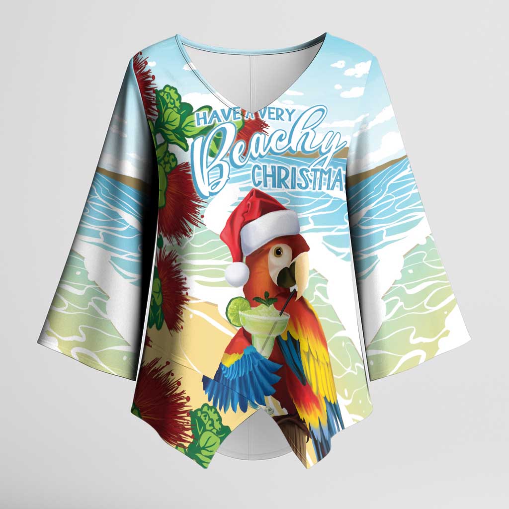 Have A Very Beach Christmas Kimono Sleeve Blouse Parrot By Lehua Flower LT7 Female Art - Polynesian Pride