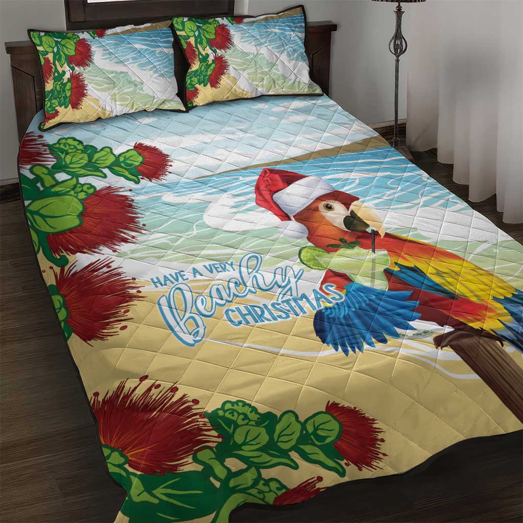 Have A Very Beach Christmas Quilt Bed Set Parrot By Lehua Flower LT7 Art - Polynesian Pride