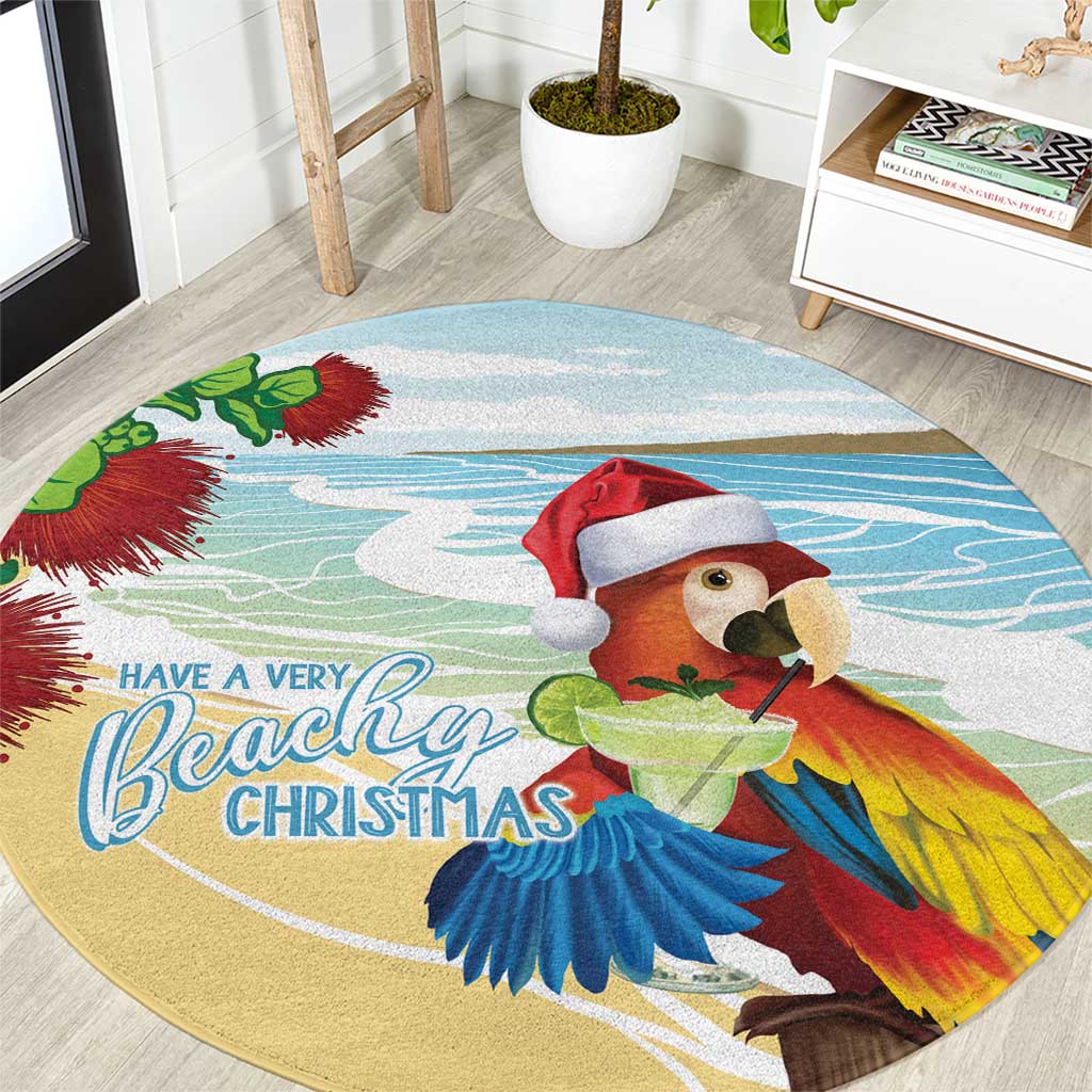 Have A Very Beach Christmas Round Carpet Parrot By Lehua Flower LT7 Art - Polynesian Pride