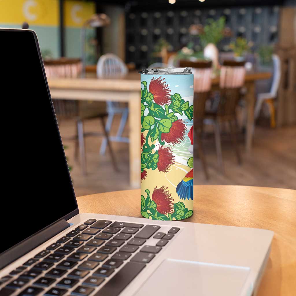 Have A Very Beach Christmas Skinny Tumbler Parrot By Lehua Flower - Polynesian Pride