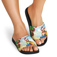 Have A Very Beach Christmas Slide Sandals Parrot By Lehua Flower - Polynesian Pride