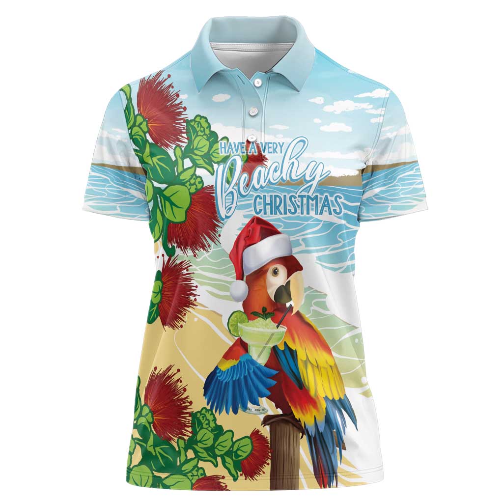 Have A Very Beach Christmas Women Polo Shirt Parrot By Lehua Flower LT7 Female Art - Polynesian Pride