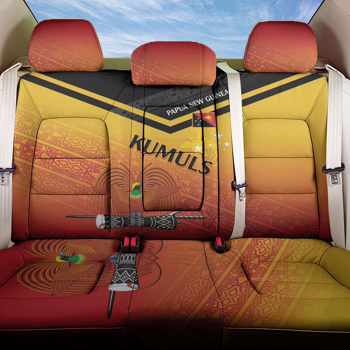 Papua New Guinea Rugby The Kumuls Back Car Seat Cover Motuan Inspired Pattern LT7 One Size Multicolor - Polynesian Pride