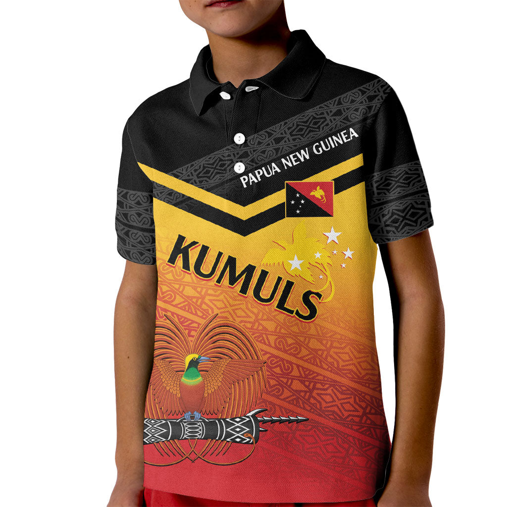 Papua New Guinea Custom Rugby The Kumuls Kid Polo Shirt Motuan Inspired Pattern LT7 Kid Multicolor - Polynesian Pride