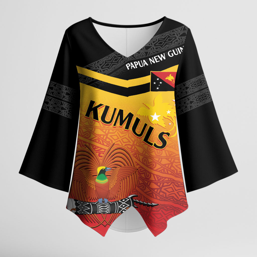 Papua New Guinea Custom Rugby The Kumuls Kimono Sleeve Blouse Motuan Inspired Pattern LT7 Female Multicolor - Polynesian Pride