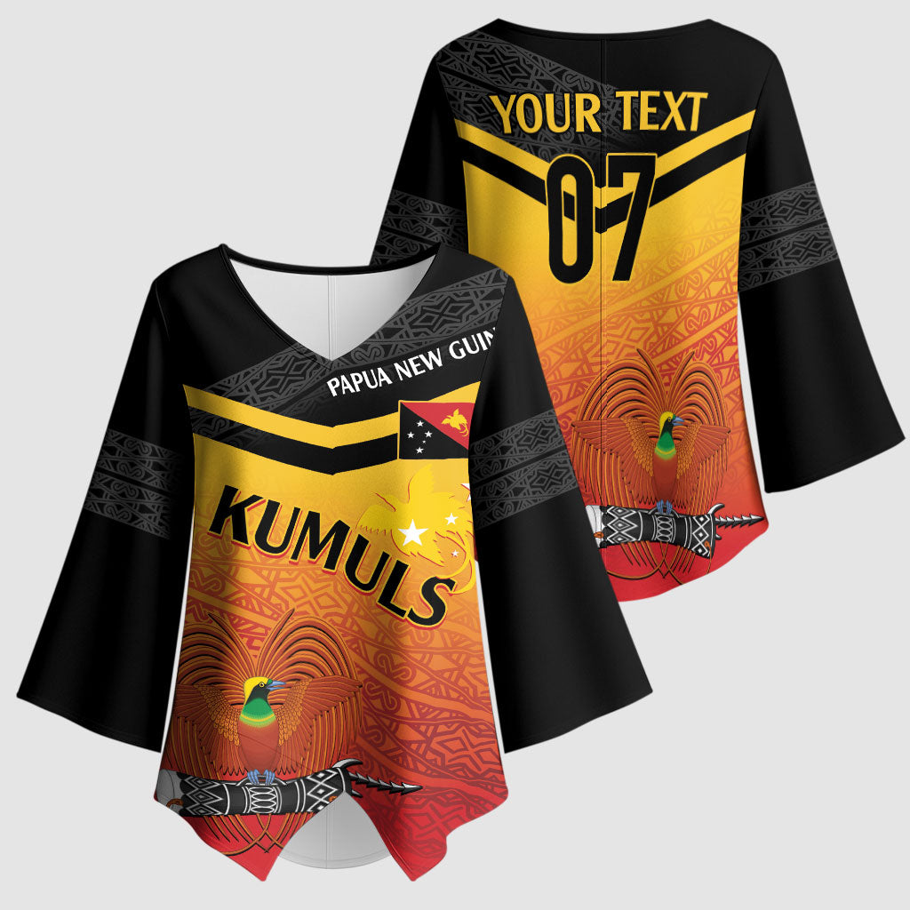 Papua New Guinea Custom Rugby The Kumuls Kimono Sleeve Blouse Motuan Inspired Pattern LT7 - Polynesian Pride