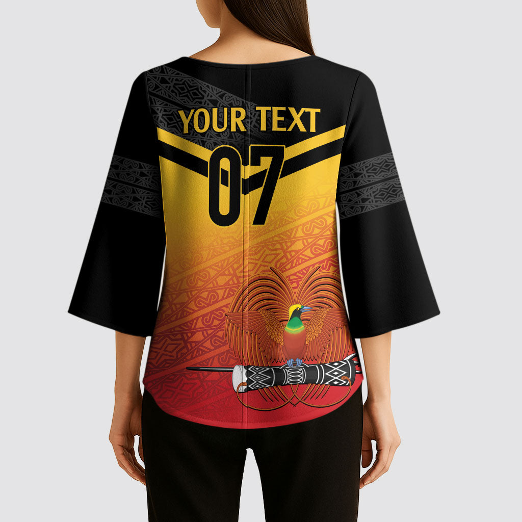 Papua New Guinea Custom Rugby The Kumuls Kimono Sleeve Blouse Motuan Inspired Pattern LT7 - Polynesian Pride