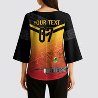Papua New Guinea Custom Rugby The Kumuls Kimono Sleeve Blouse Motuan Inspired Pattern LT7 - Polynesian Pride