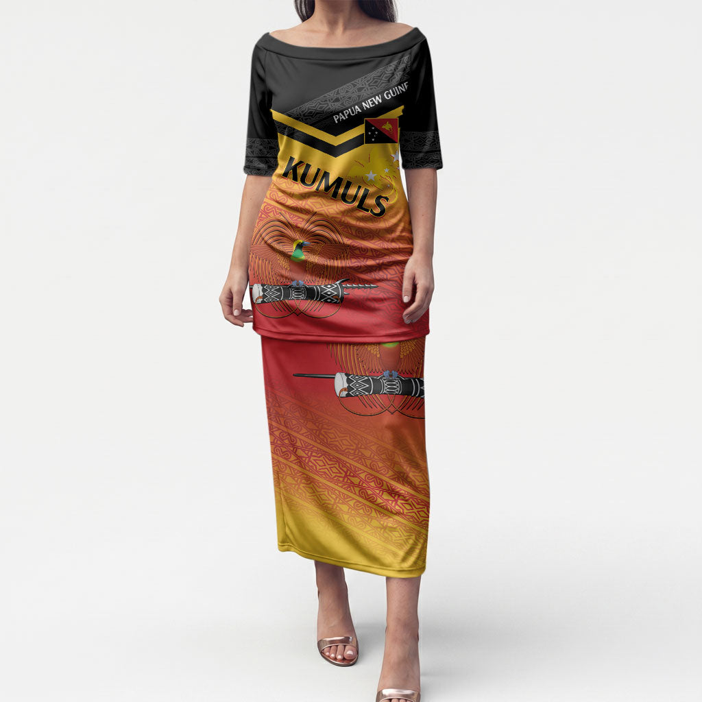Papua New Guinea Custom Rugby The Kumuls Puletasi Motuan Inspired Pattern LT7 Long Dress Multicolor - Polynesian Pride