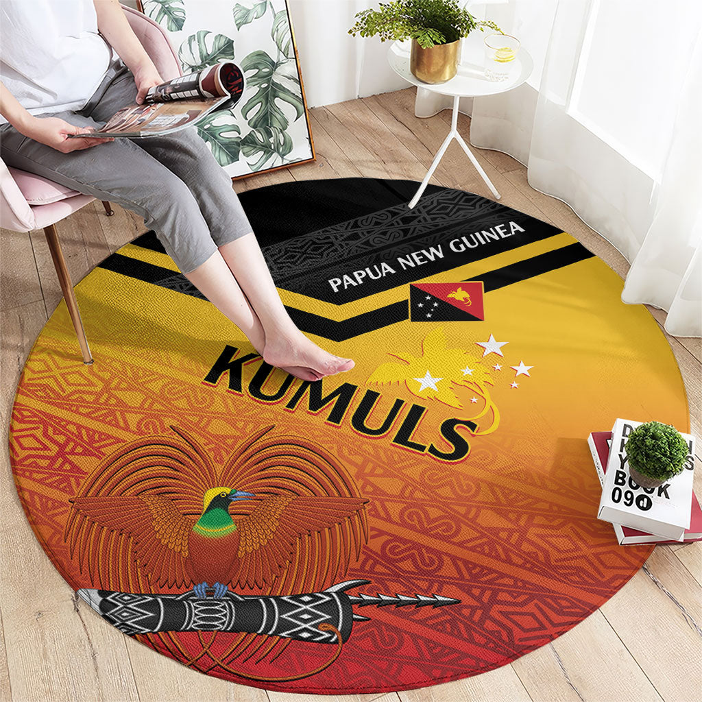 Papua New Guinea Rugby The Kumuls Round Carpet Motuan Inspired Pattern LT7 - Polynesian Pride