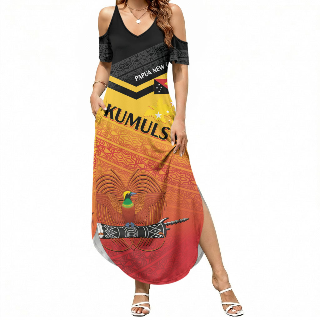 Papua New Guinea Custom Rugby The Kumuls Summer Maxi Dress Motuan Inspired Pattern LT7 Women Multicolor - Polynesian Pride
