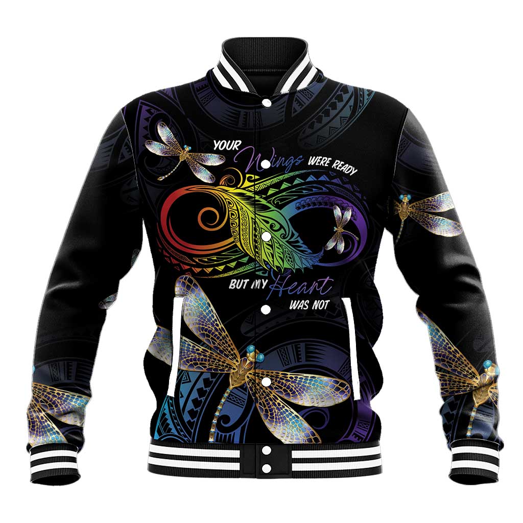 Personalised Polynesian Memorial Baseball Jacket Your Wings Were Ready But My Heart Was Not