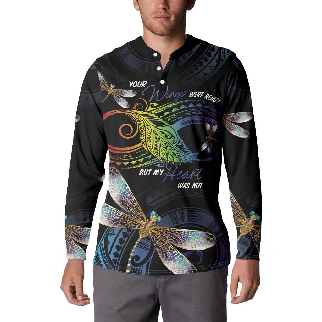 Personalised Polynesian Memorial Button Sweatshirt Your Wings Were Ready But My Heart Was Not