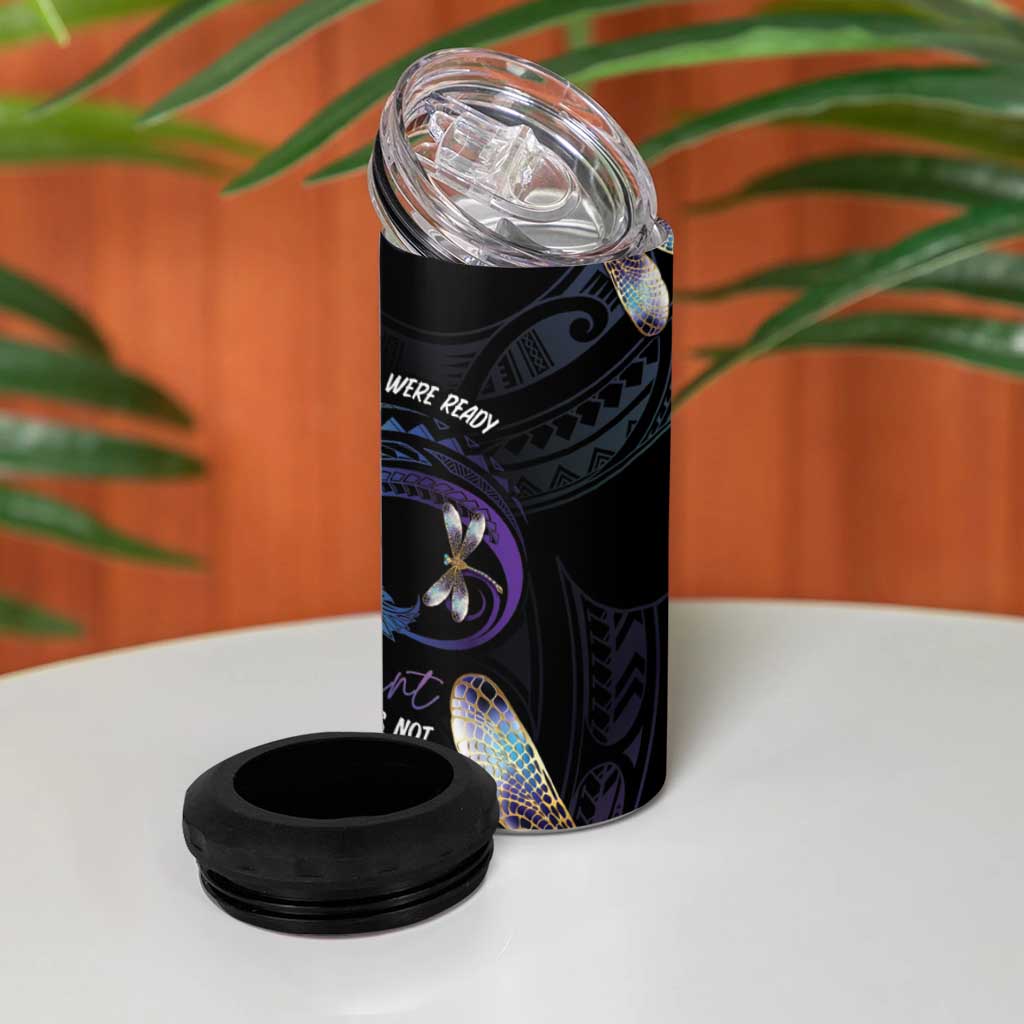 Personalised Polynesian Memorial 4 in 1 Can Cooler Tumbler Your Wings Were Ready But My Heart Was Not