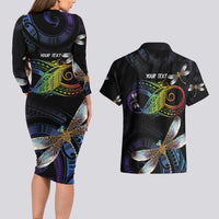 Personalised Polynesian Memorial Couples Matching Long Sleeve Bodycon Dress and Hawaiian Shirt Your Wings Were Ready But My Heart Was Not LT7 - Polynesian Pride