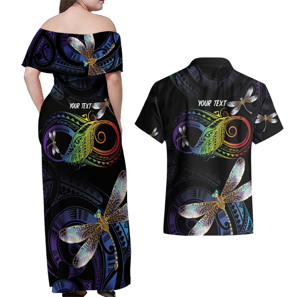 Personalised Polynesian Memorial Couples Matching Off Shoulder Maxi Dress and Hawaiian Shirt Your Wings Were Ready But My Heart Was Not LT7 - Polynesian Pride