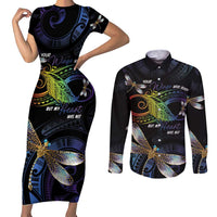 Personalised Polynesian Memorial Couples Matching Short Sleeve Bodycon Dress and Long Sleeve Button Shirt Your Wings Were Ready But My Heart Was Not LT7 Black - Polynesian Pride