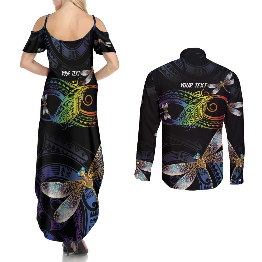 Personalised Polynesian Memorial Couples Matching Summer Maxi Dress and Long Sleeve Button Shirt Your Wings Were Ready But My Heart Was Not
