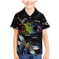 Personalised Polynesian Memorial Family Matching Mermaid Dress and Hawaiian Shirt Your Wings Were Ready But My Heart Was Not LT7 Son's Shirt Black - Polynesian Pride