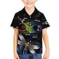Personalised Polynesian Memorial Family Matching Summer Maxi Dress and Hawaiian Shirt Your Wings Were Ready But My Heart Was Not LT7 Son's Shirt Black - Polynesian Pride