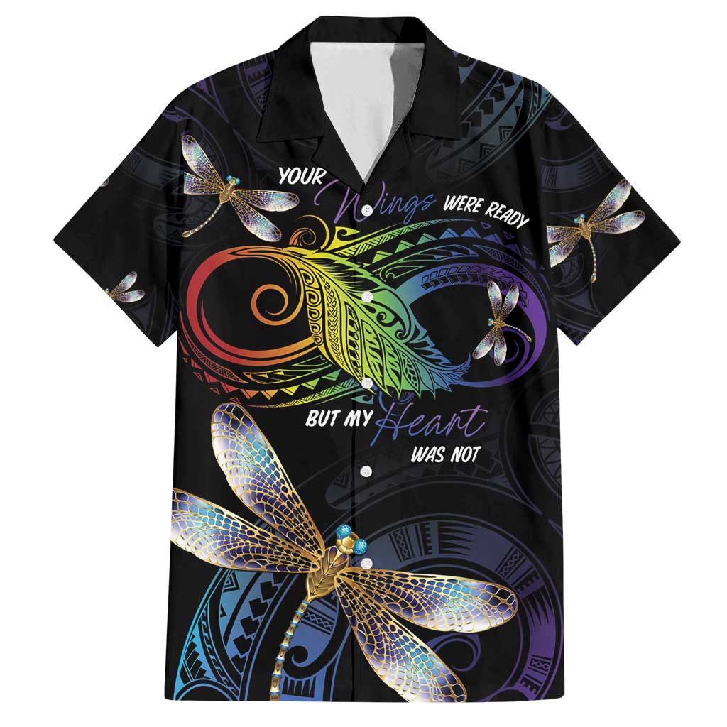 Personalised Polynesian Memorial Family Matching Tank Maxi Dress and Hawaiian Shirt Your Wings Were Ready But My Heart Was Not LT7 Dad's Shirt - Short Sleeve Black - Polynesian Pride