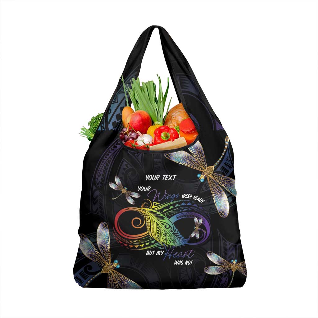 Personalised Polynesian Memorial Grocery Bag Your Wings Were Ready But My Heart Was Not LT7 1-pack One Size Black - Polynesian Pride