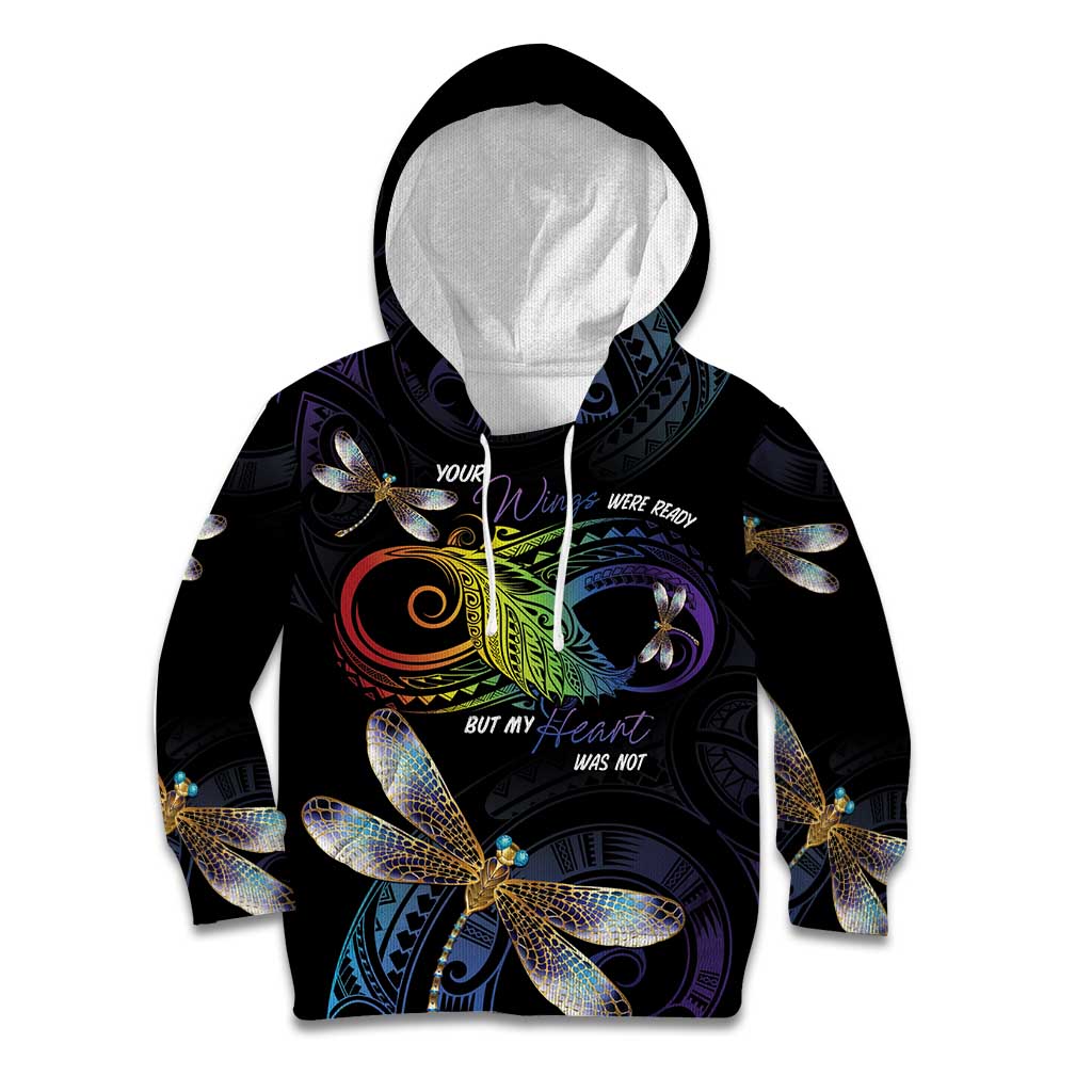 Personalised Polynesian Memorial Kid Hoodie Your Wings Were Ready But My Heart Was Not LT7 Hoodie Black - Polynesian Pride