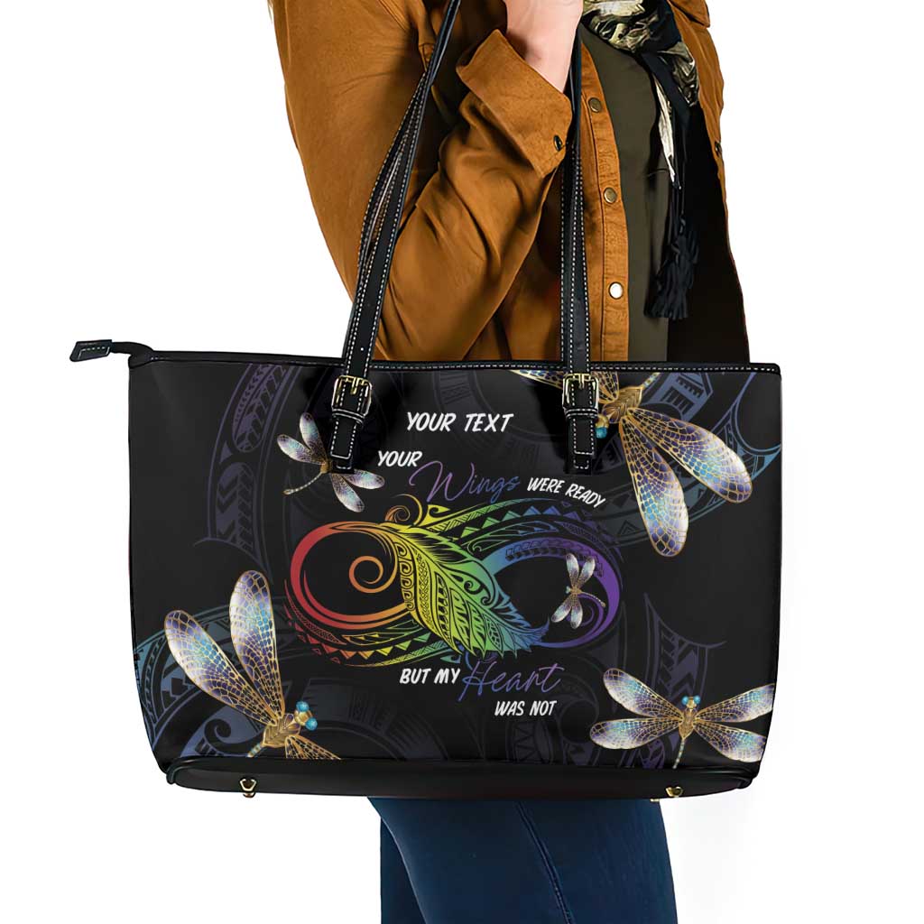 Personalised Polynesian Memorial Leather Tote Bag Your Wings Were Ready But My Heart Was Not LT7 - Polynesian Pride