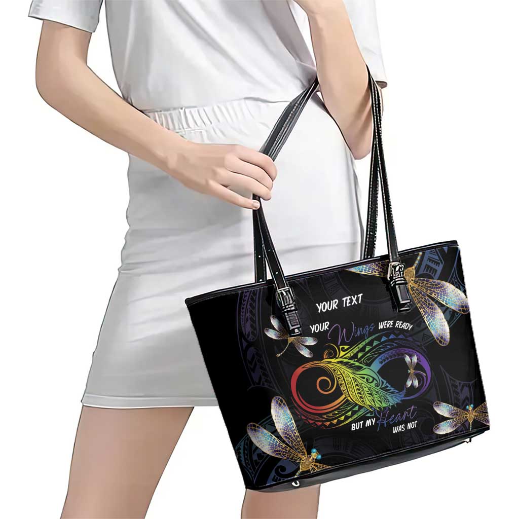 Personalised Polynesian Memorial Leather Tote Bag Your Wings Were Ready But My Heart Was Not LT7 - Polynesian Pride