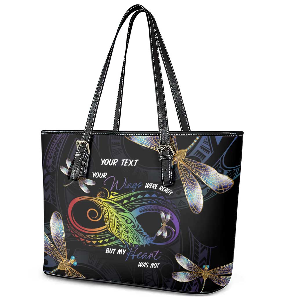 Personalised Polynesian Memorial Leather Tote Bag Your Wings Were Ready But My Heart Was Not LT7 - Polynesian Pride