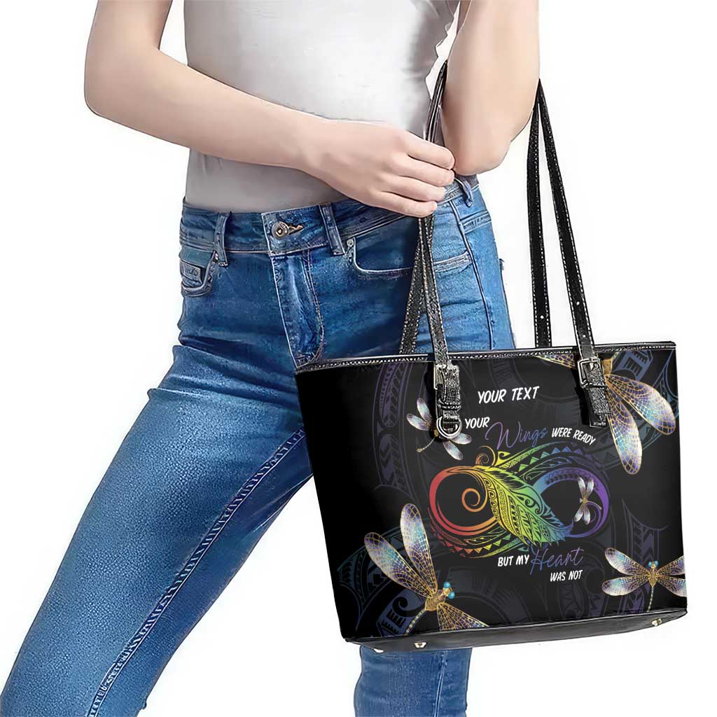 Personalised Polynesian Memorial Leather Tote Bag Your Wings Were Ready But My Heart Was Not LT7 - Polynesian Pride