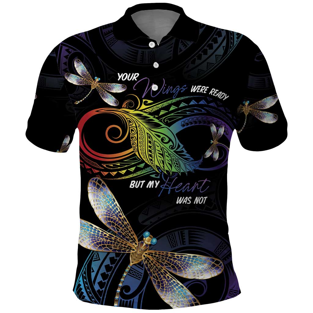 Personalised Polynesian Memorial Polo Shirt Your Wings Were Ready But My Heart Was Not