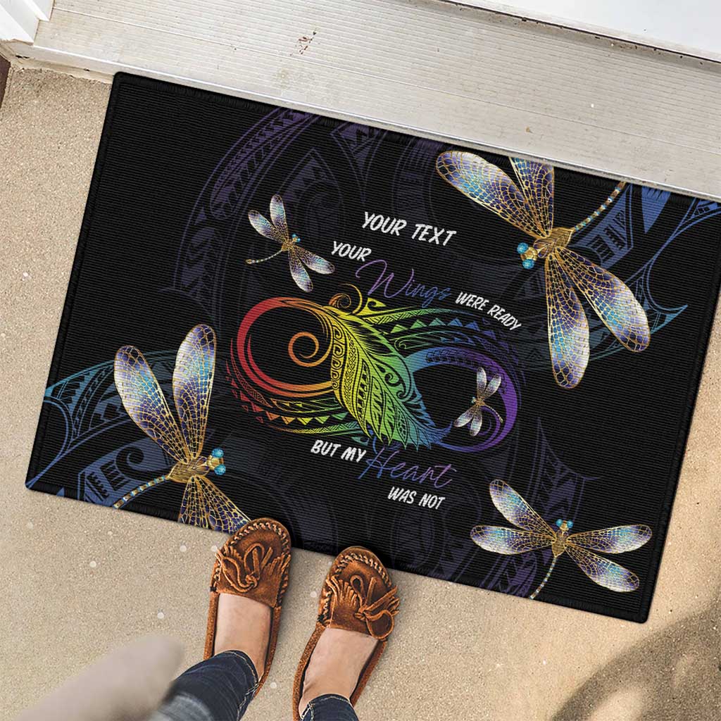 Personalised Polynesian Memorial Rubber Doormat Your Wings Were Ready But My Heart Was Not