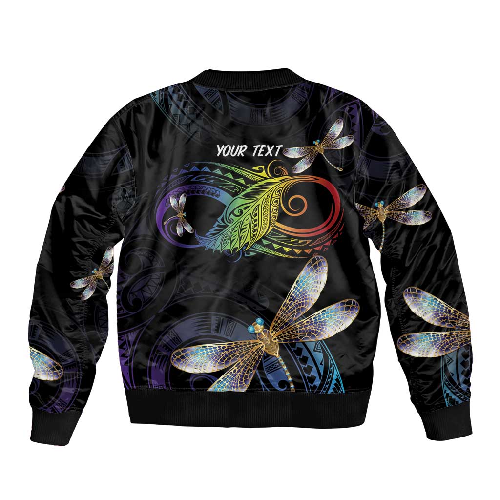 Personalised Polynesian Memorial Sleeve Zip Bomber Jacket Your Wings Were Ready But My Heart Was Not