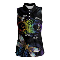 Personalised Polynesian Memorial Women Sleeveless Polo Shirt Your Wings Were Ready But My Heart Was Not