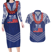 Toa Samoa Rugby Custom Couples Matching Long Sleeve Bodycon Dress and Hawaiian Shirt Ulafala Mix Nifo'oti - Polynesian Pride