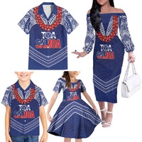 Toa Samoa Rugby Custom Family Matching Off The Shoulder Long Sleeve Dress and Hawaiian Shirt Ulafala Mix Nifo'oti - Polynesian Pride