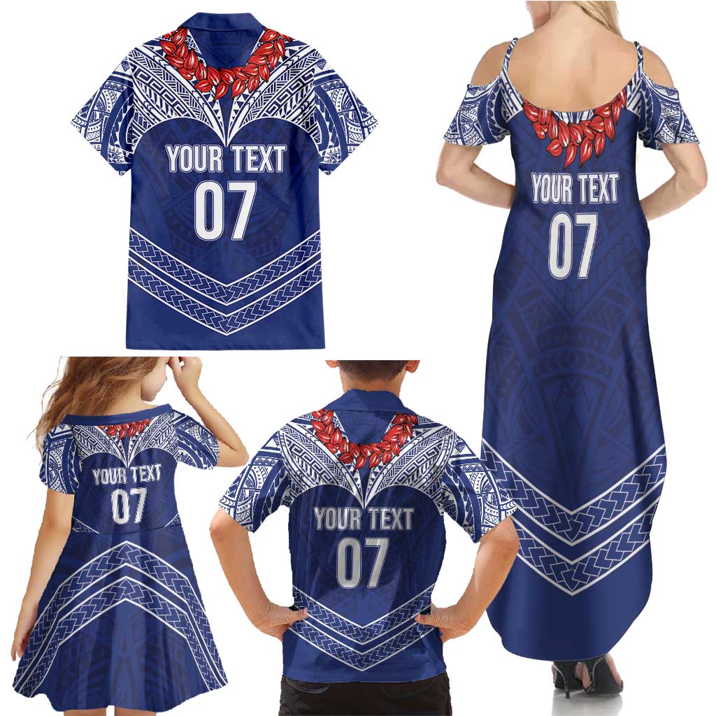 Toa Samoa Rugby Custom Family Matching Summer Maxi Dress and Hawaiian Shirt Ulafala Mix Nifo'oti - Polynesian Pride