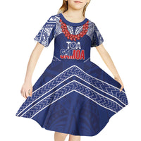 Toa Samoa Rugby Custom Kid Short Sleeve Dress Ulafala Mix Nifo'oti - Polynesian Pride